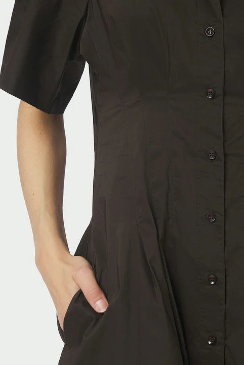 Baia Poplin Dress - Chocolate Brown - Kjoler - Helt Dilla AS