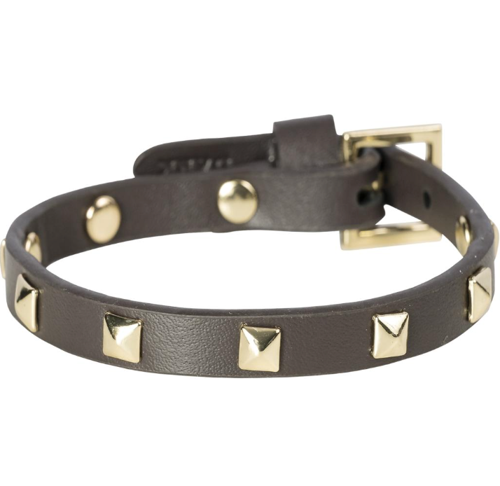 Leather Stud Bracelet Mini - Chocolate Brown