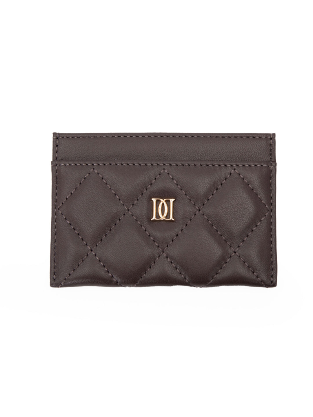 Leather Quilted Card Holder - Chocolate Brown - Tilbehør - Helt Dilla AS