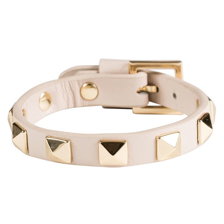Leather Stud Bracelet - Sand