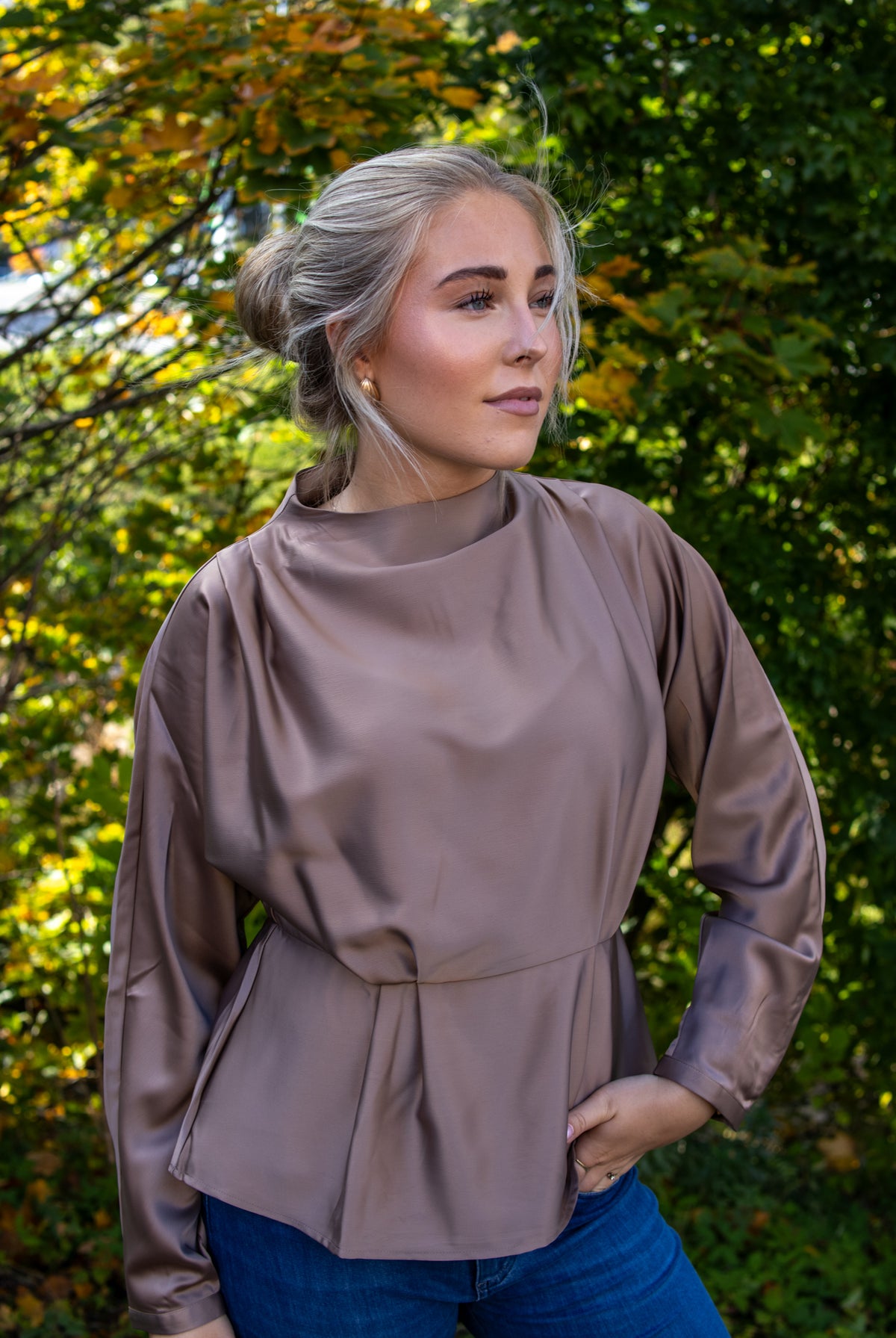 YasPella LS Funnel neck top - fungi - Bluser - Helt Dilla AS