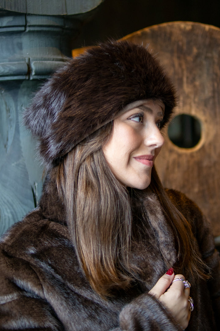 Fuskepels Hårbånd/ Pannebånd -  Brun - Tilbehør - Helt Dilla AS