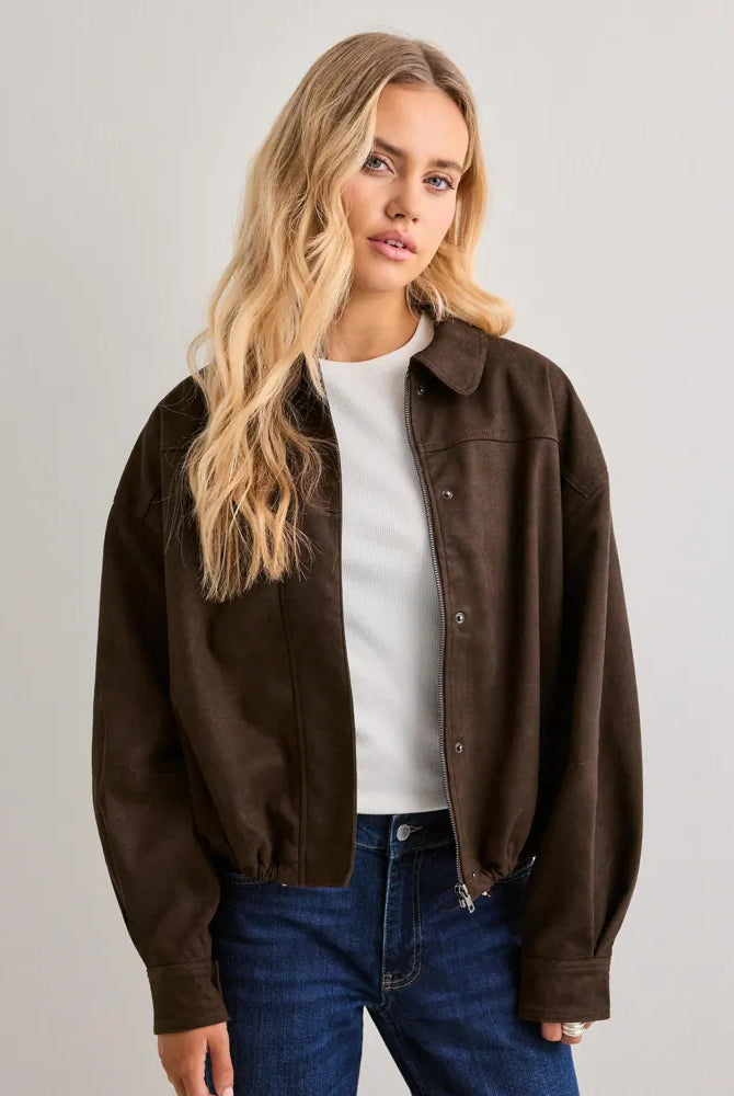 Rubby Faux Suede Jacket - brown - Yttertøy - Helt Dilla AS