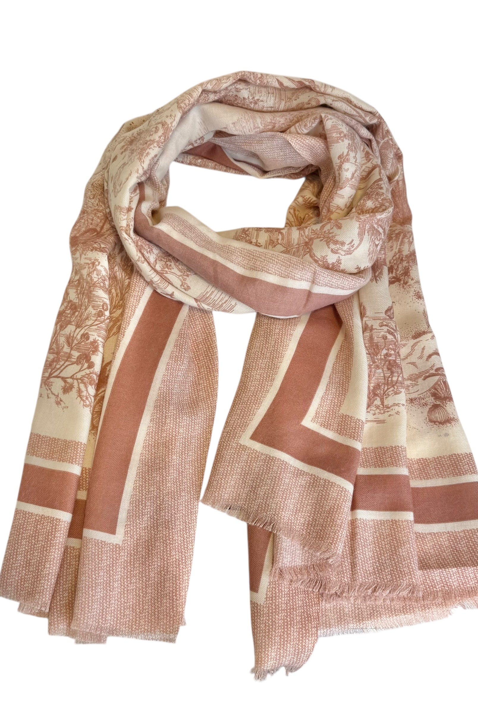 Louise skjerf med naturmotiv - Rosa - Tilbehør - Helt Dilla AS