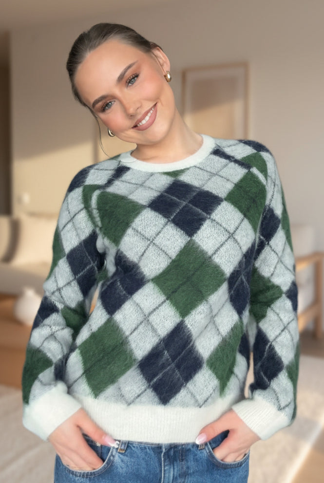 Fiona Argyle - Navy/Ivy Green - Genser - Helt Dilla AS