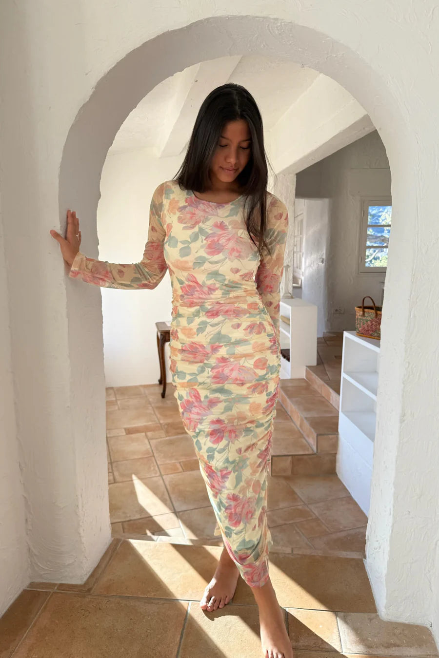 Maiic mesh kjole - Pastellblomster