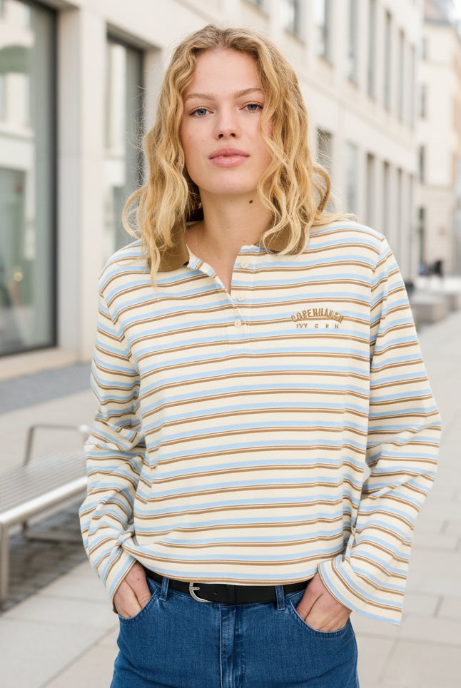 Pologenser Ivy-stix LS Polo - blue stripes - Genser - Helt Dilla AS