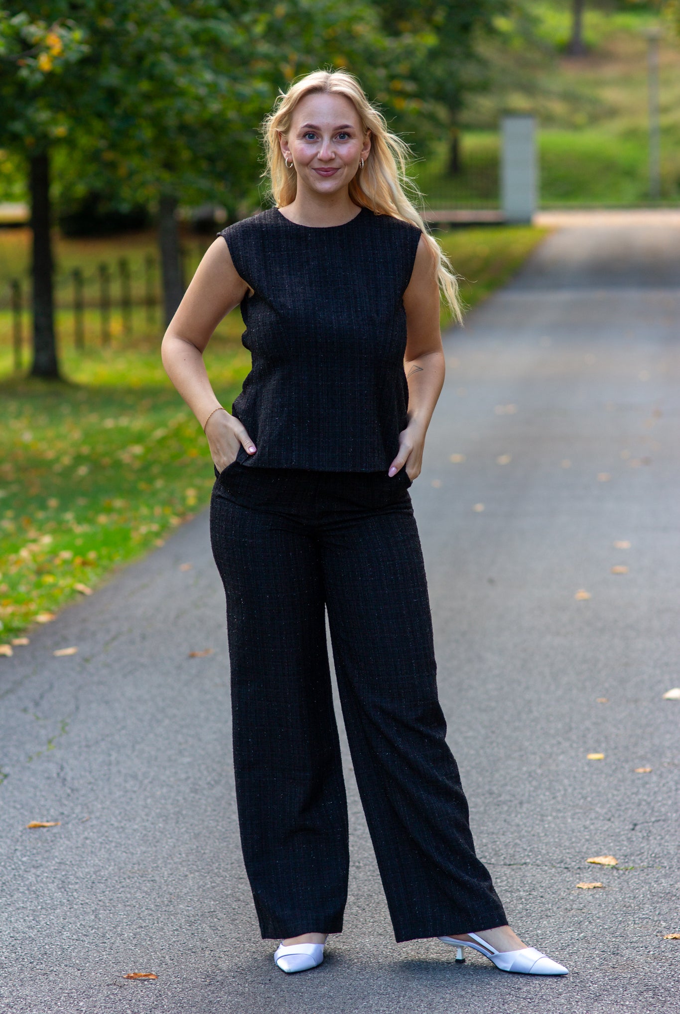 Emmett Boucle Pants - black - Bukser - Helt Dilla AS