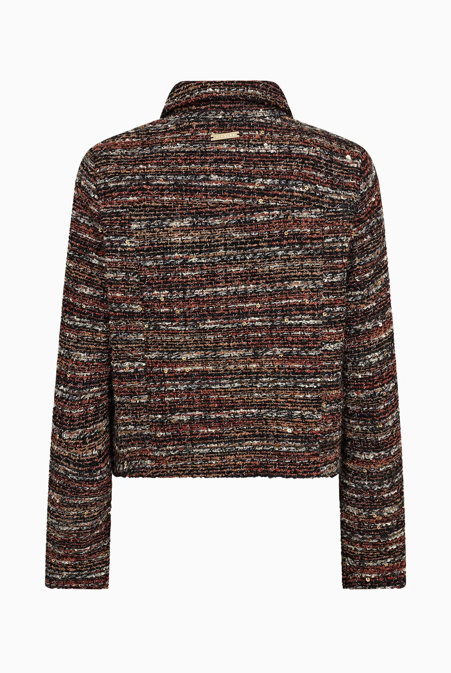 Pieszak Peyton jakke i oxblood med klassisk design og myk tekstur, vist på en modell.