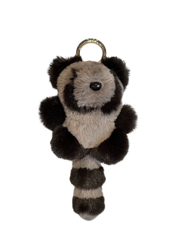 Raccoon Bag Charm - chocolate/taupe