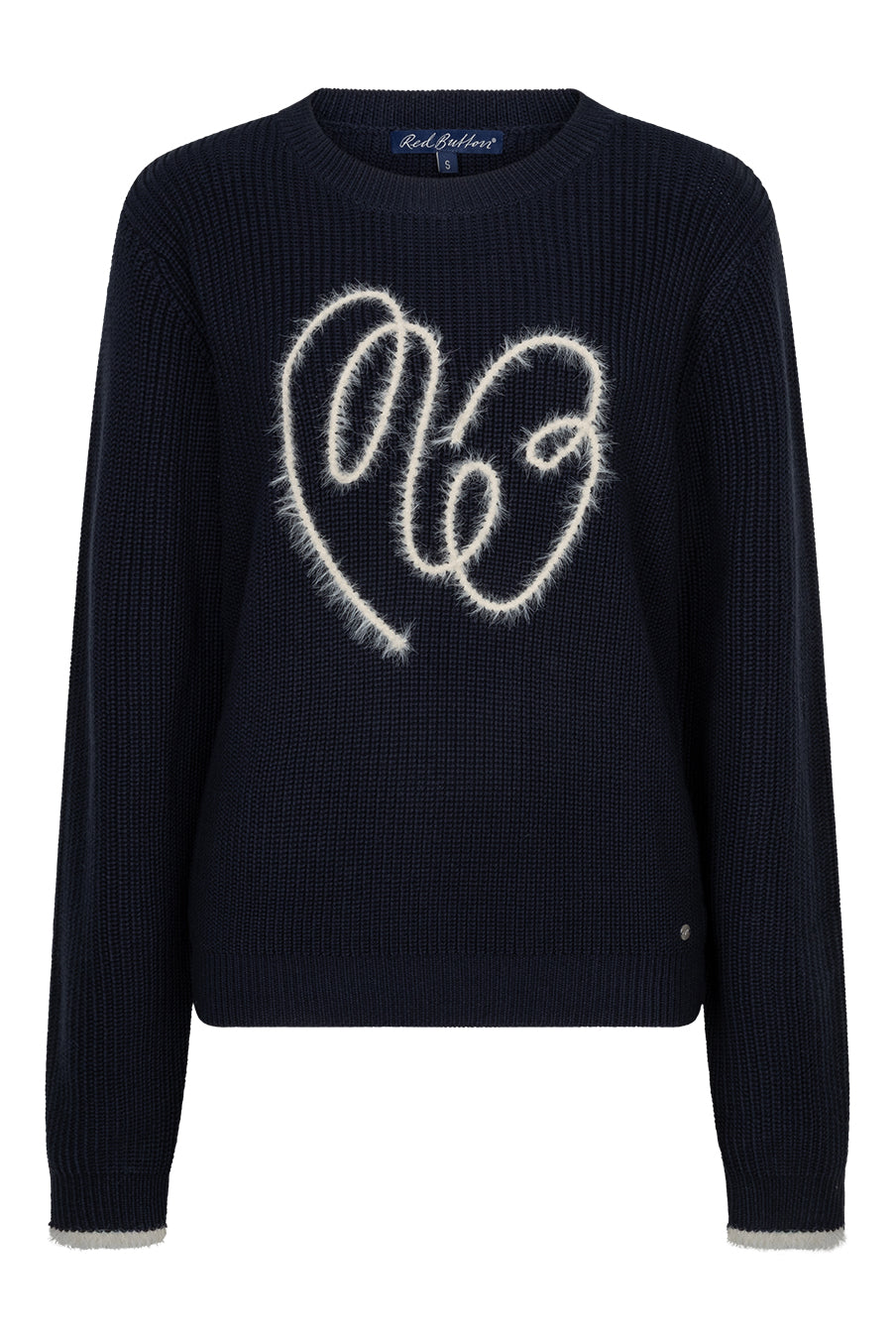 Navy genser fra Red Button med Ribbon-logoen foran
