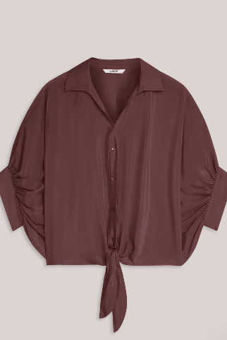 Glossy bluse batsleeves med knyting- vasket purple - Bluser - Helt Dilla AS