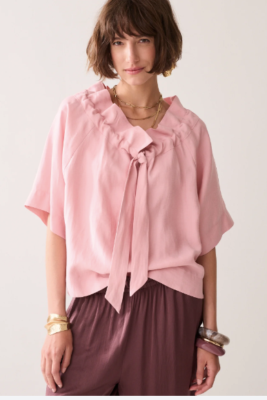 Topp linen blend bluse . rose quartz - Bluser - Helt Dilla AS