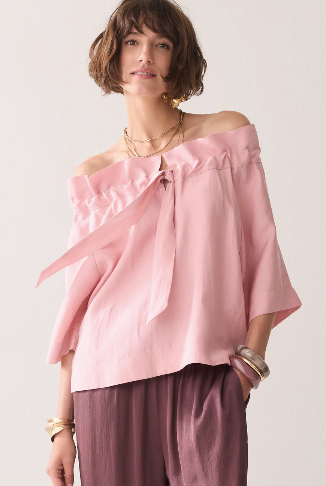 Topp linen blend bluse . rose quartz - Bluser - Helt Dilla AS