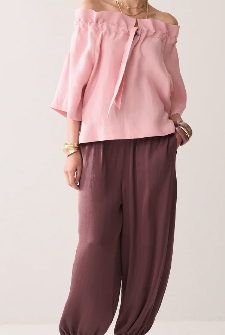 Topp linen blend bluse . rose quartz - Bluser - Helt Dilla AS