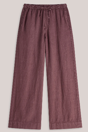 Wideleg straight pant linen - deep fig/purple - Bukser - Helt Dilla AS