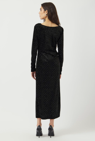 Tillia Velvet Long Dress - Black with Rhinestones - Kjoler - Helt Dilla AS
