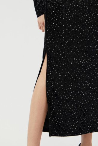 Tillia Velvet Long Dress - Black with Rhinestones - Kjoler - Helt Dilla AS