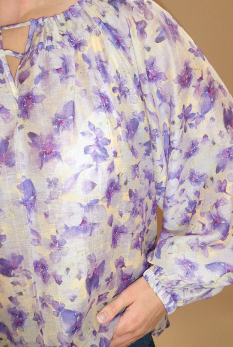 Tessa Print Blouse - Gul/Lilla - Bluser - Helt Dilla AS