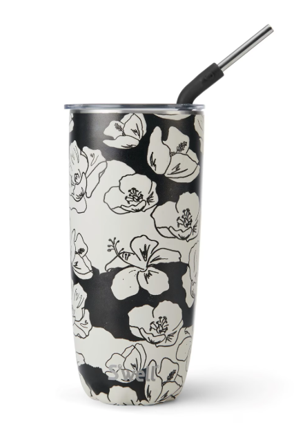 Tumbler with straw 700 ml- Charcoal Bloom - Tilbehør - Helt Dilla AS