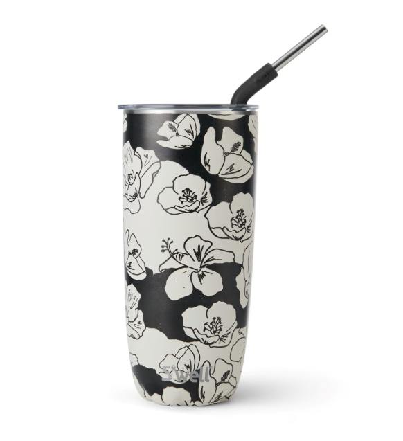 Tumbler with straw 700 ml- Charcoal Bloom