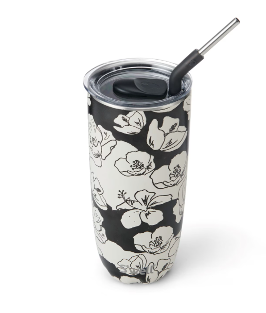 Tumbler with straw 700 ml- Charcoal Bloom
