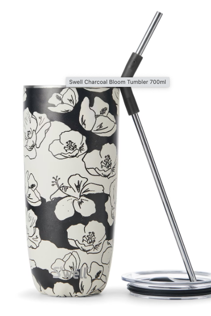 Tumbler with straw 700 ml- Charcoal Bloom - Tilbehør - Helt Dilla AS
