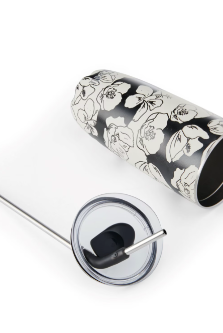 Tumbler with straw 700 ml- Charcoal Bloom - Tilbehør - Helt Dilla AS