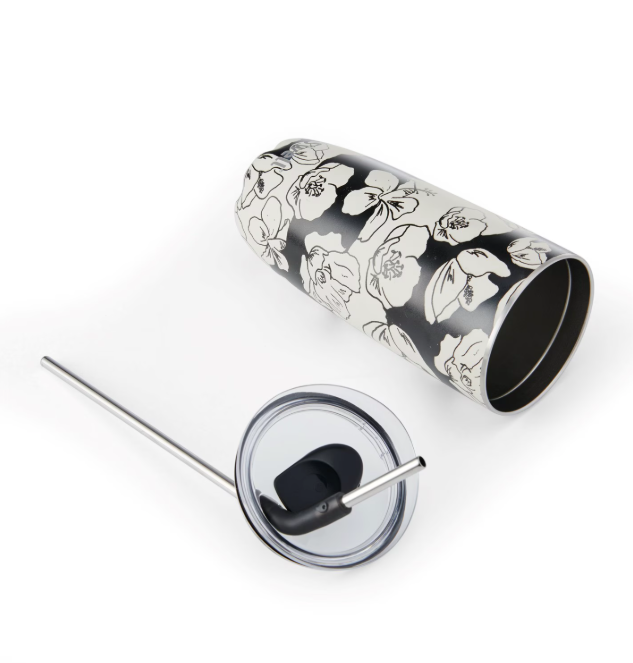 Tumbler with straw 700 ml- Charcoal Bloom