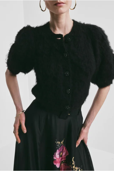 Hairy Knit Puffed Jacket - Svart - Cardigans - Helt Dilla AS