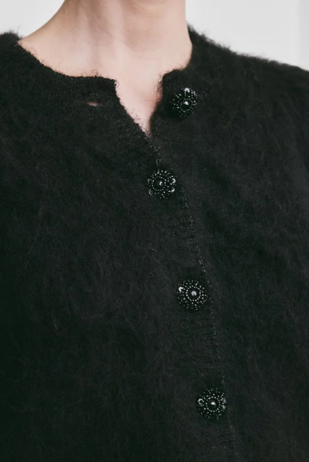 Hairy Knit Puffed Jacket - Svart - Cardigans - Helt Dilla AS