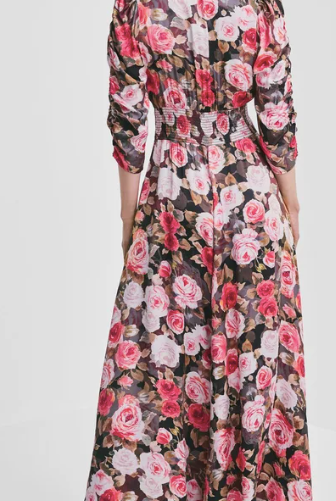 Satin Button Down dress - Midnight roses - Kjoler - Helt Dilla AS