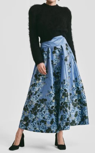 Tafetta Maxi Skirt - Azure Garden