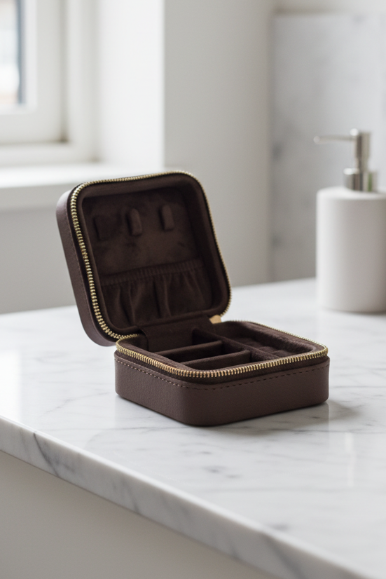 Velvet Jewellery Box Mini - Chocolate Brown - Tilbehør - Helt Dilla AS