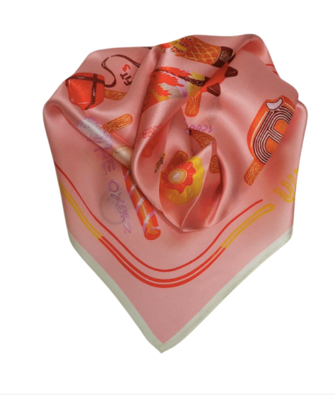 Silkeskjerf - Rosa Multicolor
