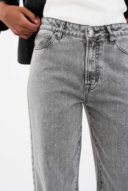 Mia Stud Jeans - Wash Faded Grey - Jeans - Helt Dilla AS