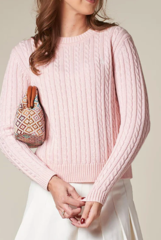 Livvy Cable Sweater - Light Pink - Genser - Helt Dilla AS