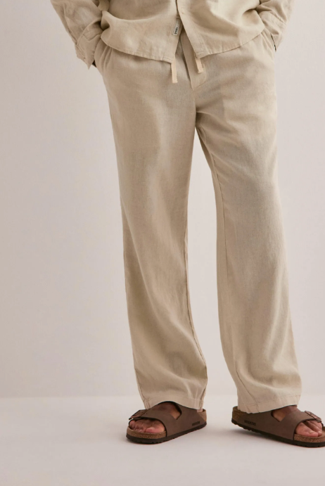 Alann Allan Elasticated linbukse - Oatmeal - Herre - Helt Dilla AS