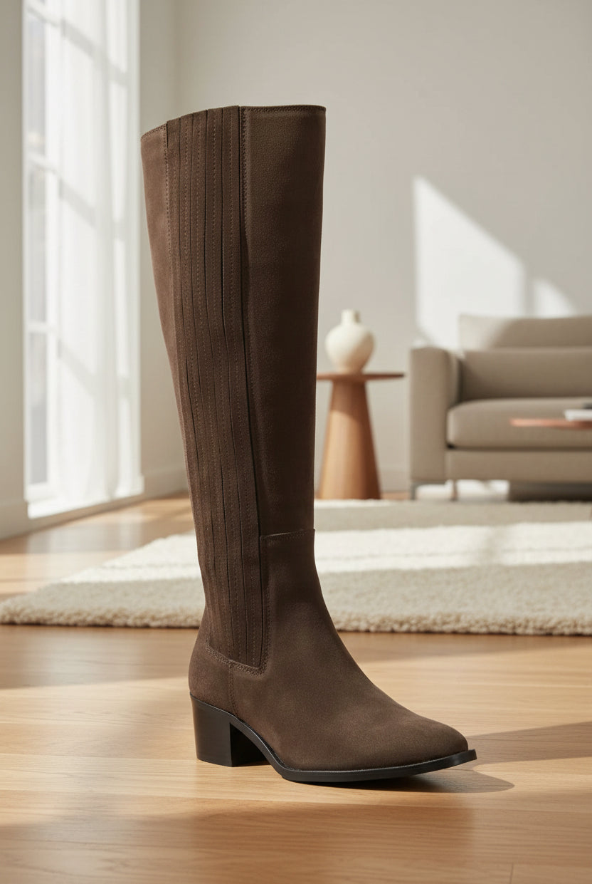 BiaCarol Chealse Knee High Boot Oily Suede - Brown - Sko - Helt Dilla AS