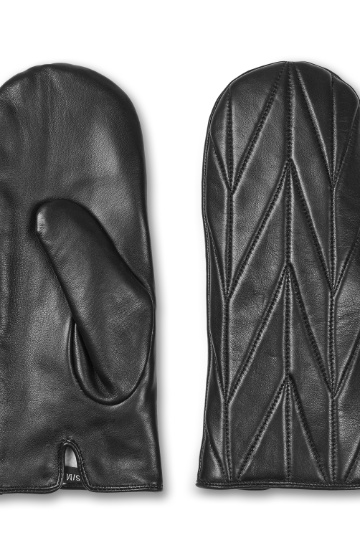 Day Leather Quilt Mittens - Black - Tilbehør - Helt Dilla AS