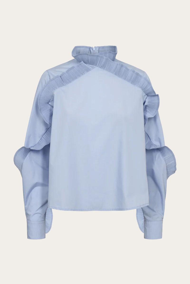 CM Pleat Blouse - Brunnera Blue - Bluser - Helt Dilla AS