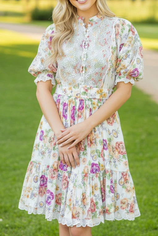 Cotton Slub Shift Dress - Flora - Kjoler - Helt Dilla AS