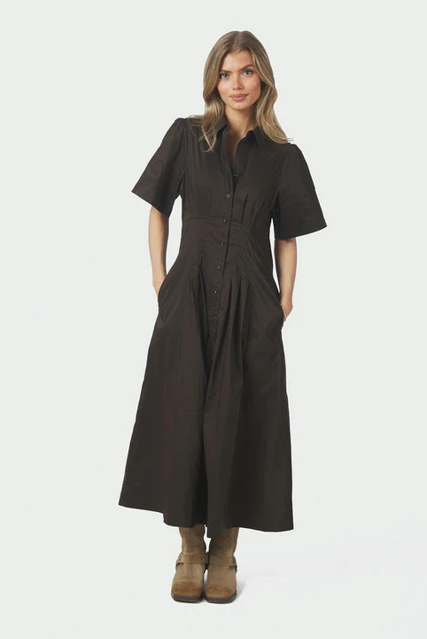 Baia Poplin Dress - Chocolate Brown - Kjoler - Helt Dilla AS
