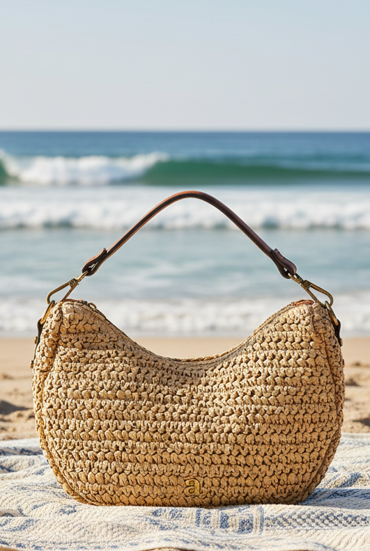 Raffia Shoulder bag - Brown - Tilbehør - Helt Dilla AS