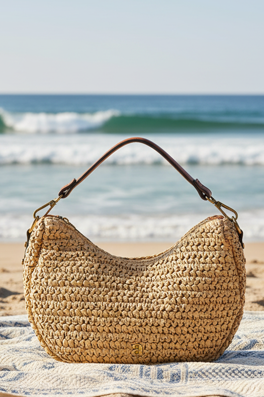 Raffia Shoulder bag - Brown - Tilbehør - Helt Dilla AS