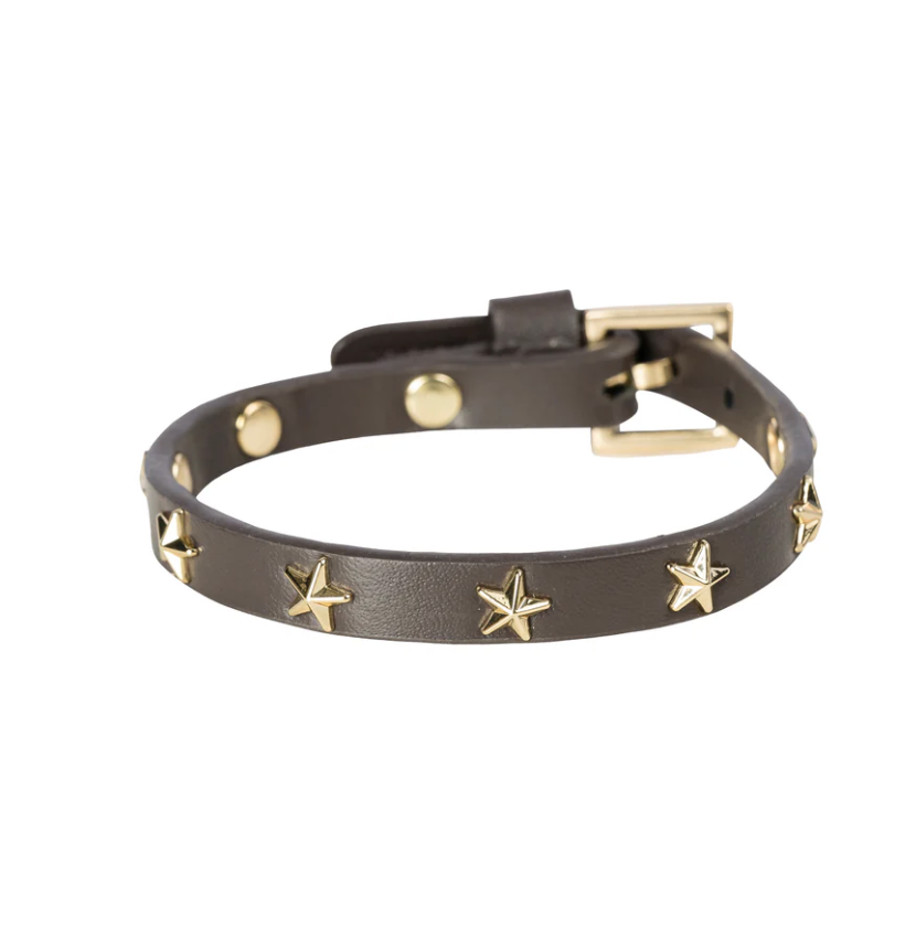 Leather Stud Bracelet Mini - Chocolate Brown