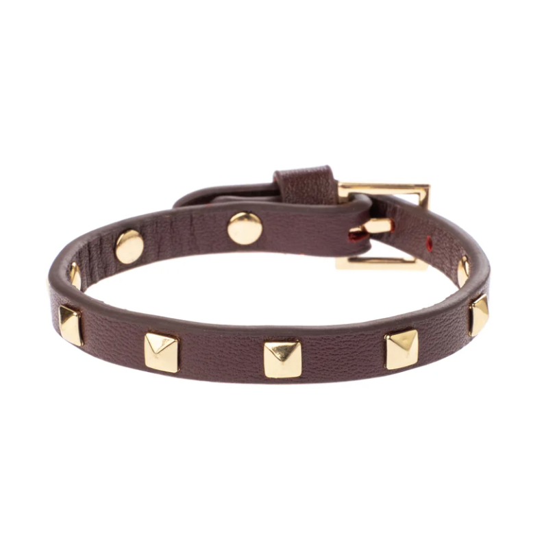 Leather Stud Bracelet Mini - Maroon