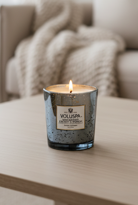 boxed candle Makassar ebony & peach glass 60 timer - Tilbehør - Helt Dilla AS