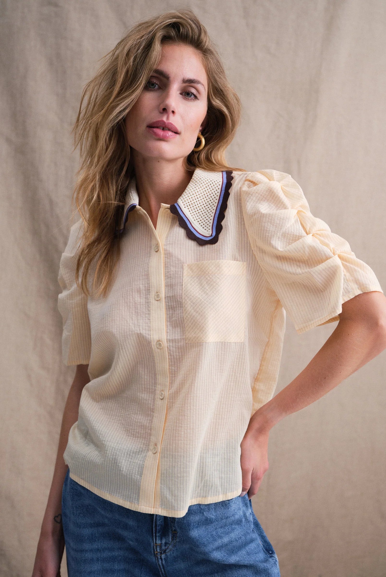 Ally Blouse - Soft Lemon Stripes - Bluser - Helt Dilla AS