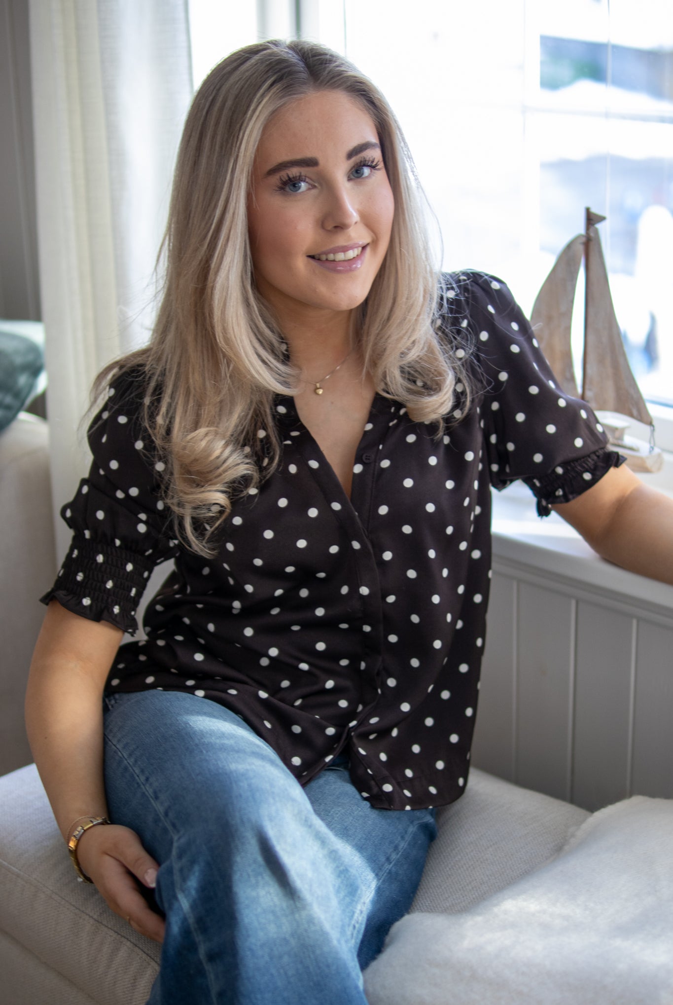 Diana Dot Blouse - Dark Brown - Bluser - Helt Dilla AS